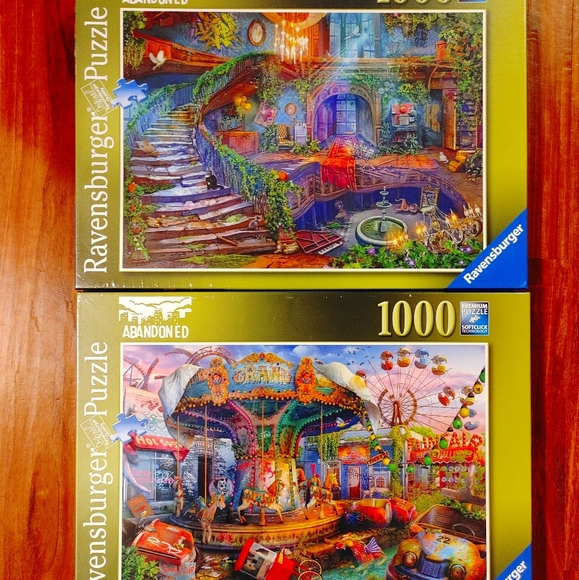Toys Ravensburger 1000 Pc Gloomy Carnival & Hotel Vacancy Abandoned